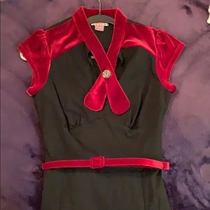 Pinup Couture black wiggle dress red velvety trim
